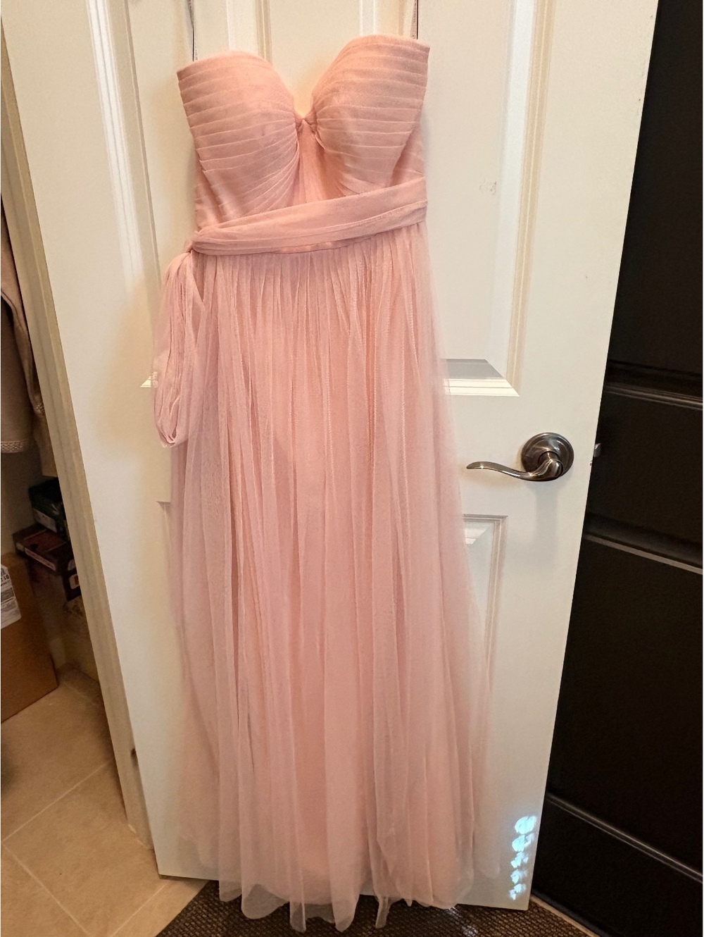 Jenny Yoo Pink Strapless Tulle Maxi Dress Elegant Coquette Size 0